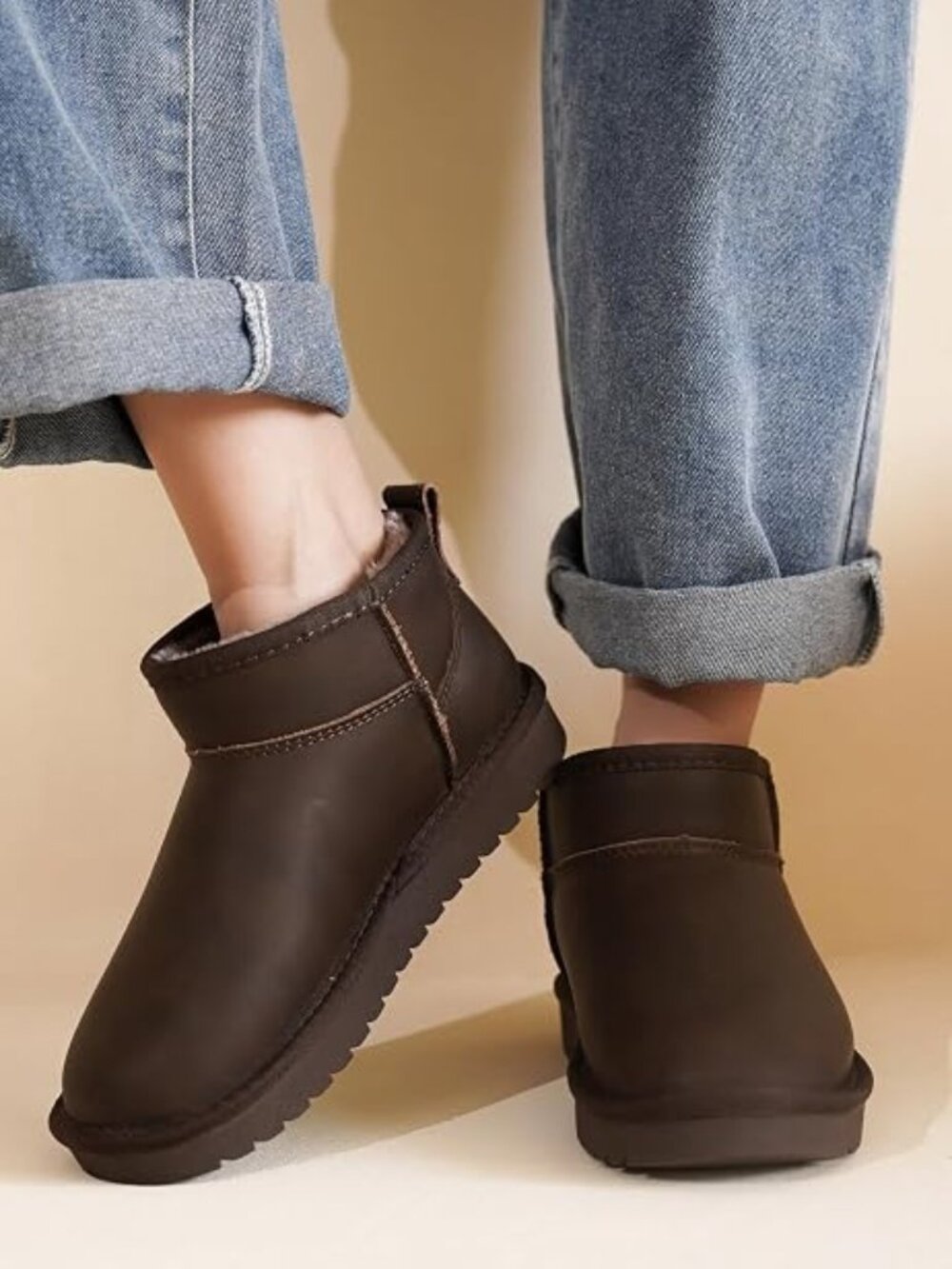 100% Genuine Leather Womens Boots Fur-Lined Booties Ankle Boots for Women